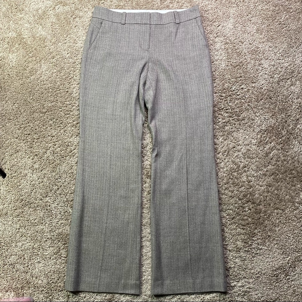 Ann Taylor Virgin Wool Dress Pants Trousers 8 Herringbone Taupe